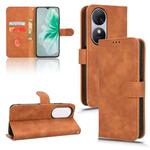 For Oukitel C38 Skin Feel Magnetic Flip Leather Phone Case(Brown)