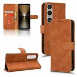 For Sony Xperia 1 VI 2024 Skin Feel Magnetic Flip Leather Phone Case(Brown)