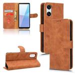 For Sony Xperia 10 VI 2024 Skin Feel Magnetic Flip Leather Phone Case(Brown)