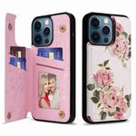 For iPhone 12 Pro Max Printed Double Buckle RFID Anti-theft Phone Case(Rose)