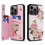 For iPhone 13 Pro Printed Double Buckle RFID Anti-theft Phone Case(Rose)