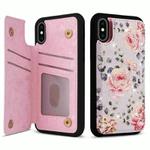For iPhone XS Max Printed Double Buckle RFID Anti-theft Phone Case(Pastoral Rose)