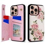 For iPhone 16 Pro Printed Double Buckle RFID Anti-theft Phone Case(Rose)