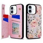 For iPhone 16 Plus Printed Double Buckle RFID Anti-theft Phone Case(Pastoral Rose)