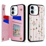 For iPhone 16 Plus Printed Double Buckle RFID Anti-theft Phone Case(Dried Flower World)