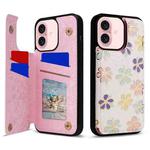 For iPhone 16 Printed Double Buckle RFID Anti-theft Phone Case(Blossoming Flowers)