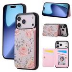 For iPhone 17 Pro Printed Double Buckle RFID Anti-theft Phone Case(Pastoral Rose)