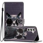 For Samsung Galaxy A05s Colored Drawing Leather Phone Case(Sunglasses Cat)