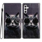 For Samsung Galaxy A35 Colored Drawing Leather Phone Case(Sunglasses Cat)