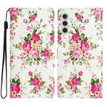 For Samsung Galaxy A35 Colored Drawing Leather Phone Case(Peonies)