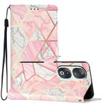 For Honor 90 Colored Drawing Leather Phone Case(Pink Marble)