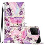 For Honor X5b 4G Colored Drawing Leather Phone Case(Purple Marble)