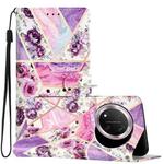 For Honor X9c 5G Colored Drawing Leather Phone Case(Purple Marble)