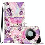 For Huawei Mate 60 Colored Drawing Leather Phone Case(Purple Marble)