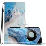 For Huawei Mate 60 Pro Colored Drawing Leather Phone Case(Blue Marble)