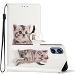 For Sony Xperia 5 V Colored Drawing Leather Phone Case(Little Tabby Cat)