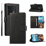 For OnePlus 10 Pro PU Genuine Leather Texture Embossed Line Phone Case(Black)
