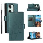 For OnePlus Ace 2V PU Genuine Leather Texture Embossed Line Phone Case(Green)