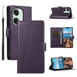 For OnePlus Ace 2V PU Genuine Leather Texture Embossed Line Phone Case(Purple)