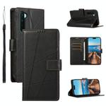 For OnePlus Nord PU Genuine Leather Texture Embossed Line Phone Case(Black)