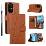 For OnePlus Nord CE 3 PU Genuine Leather Texture Embossed Line Phone Case(Brown)