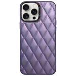 For iPhone 15 Pro 3D Rhombus Electroplating TPU Hybrid PC Phone Case(Purple)