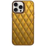 For iPhone 15 Pro 3D Rhombus Electroplating TPU Hybrid PC Phone Case(Gold)