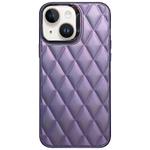 For iPhone 14 Plus 3D Rhombus Electroplating TPU Hybrid PC Phone Case(Purple)