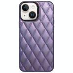 For iPhone 14 3D Rhombus Electroplating TPU Hybrid PC Phone Case(Purple)