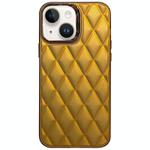 For iPhone 14 3D Rhombus Electroplating TPU Hybrid PC Phone Case(Gold)