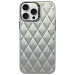 For iPhone 14 Pro Max 3D Rhombus Electroplating TPU Hybrid PC Phone Case(Silver)