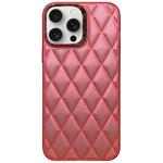 For iPhone 14 Pro Max 3D Rhombus Electroplating TPU Hybrid PC Phone Case(Rose Red)