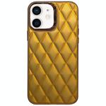 For iPhone 12 3D Rhombus Electroplating TPU Hybrid PC Phone Case(Gold)