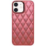 For iPhone 11 3D Rhombus Electroplating TPU Hybrid PC Phone Case(Rose Red)