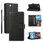 For iPhone 6s / 6 PU Genuine Leather Texture Embossed Line Phone Case(Black)