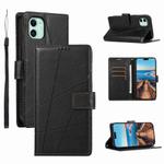 For iPhone 11 PU Genuine Leather Texture Embossed Line Phone Case(Black)