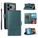 For iPhone 17 Pro Max PU Genuine Leather Texture Embossed Line Phone Case(Green)