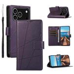For iPhone 17 Pro PU Genuine Leather Texture Embossed Line Phone Case(Purple)