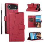 For iPhone 17 Air PU Genuine Leather Texture Embossed Line Phone Case(Red)