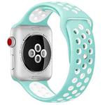 For Apple Watch Series 7 41mm / 6 & SE & 5 & 4 40mm / 3 & 2 & 1 38mm Sport Silicone Watch Band Standard Edition(White Green)