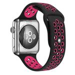 For Apple Watch Series 7 41mm / 6 & SE & 5 & 4 40mm / 3 & 2 & 1 38mm Sport Silicone Watch Band Standard Edition(Black Rose Red)