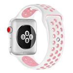 For Apple Watch Series 7 41mm / 6 & SE & 5 & 4 40mm / 3 & 2 & 1 38mm Sport Silicone Watch Band Standard Edition(White Pink)