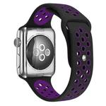 For Apple Watch Series 7 41mm / 6 & SE & 5 & 4 40mm / 3 & 2 & 1 38mm Sport Silicone Watch Band Standard Edition(Black Purple)