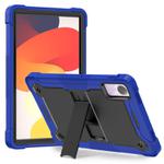 For Xiaomi Redmi Pad SE Shockproof Silicone Hybrid PC Tablet Case with Holder(Black + Dark Blue)