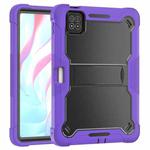 For Xiaomi Pad 7 / 7 Pro Shockproof Silicone Hybrid PC Tablet Case with Holder(Black + Purple)