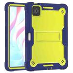 For Xiaomi Pad 7 / 7 Pro Shockproof Silicone Hybrid PC Tablet Case with Holder(Yellow Green + Navy Blue)