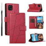For Samsung Galaxy A22 5G PU Genuine Leather Texture Embossed Line Phone Case(Red)
