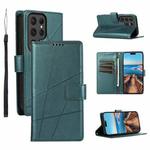 For Samsung Galaxy S23 Ultra 5G PU Genuine Leather Texture Embossed Line Phone Case(Green)