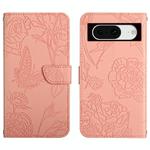 For Google Pixel 8a Skin Feel Butterfly Embossed Flip Leather Phone Case(Pink)