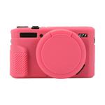 For Canon PowerShot G7 X Mark II / G7X2 Soft Silicone Protective Case with Lens Cover(Peach Red)